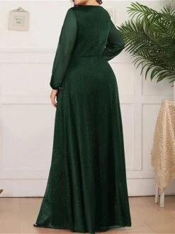 Women's Plus Size Curve Party Dress Sheath Dress Burgundy Dress Solid Color Plain Long Dress Maxi Dress Long Sleeve V Neck Fashion Party Black Wine Fall Winter L XL XXL 3XL 4XL -HAYz Clothing Shop peojdm1695018855463