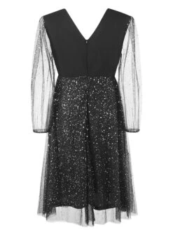 Women's Plus Size Curve Party Dress Cocktail Dress Swing Dress Maxi Dress Black Navy Blue Long Sleeve Polka Dot Mesh Spring Fall Winter V Neck Fashion Birthday Wedding Guest Vacation XL XXL -HAYz Clothing Shop petrdl1692175630575