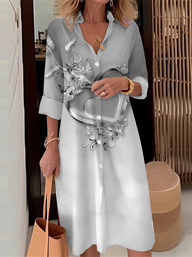 Women's Shirt Dress Casual Dress Midi Dress Outdoor Daily Date Polyester Fashion Modern Shirt Collar Button Pocket Long Sleeve Fall Winter 2023 Loose Fit Pink Blue Purple Heart Ombre S M L XL 2XL 4 Women's Shirt Dress Casual Dress Midi Dress Outdoor Daily Date Polyester Fashion Modern Shirt Collar Button Pocket Long Sleeve Fall Winter 2023 Loose Fit Pink Blue Purple Heart Ombre S M L XL 2XL - Image 4