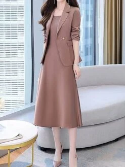 Women's Two Piece Dress Set Work Dress Skirt Set Formal Office Streetwear Elegant Button Pocket Midi Dress Shirt Collar Long Sleeve Plain Regular Fit Black Purple Beige Fall Winter M L XL XXL 3XL 13 Women's Two Piece Dress Set Work Dress Skirt Set Formal Office Streetwear Elegant Button Pocket Midi Dress Shirt Collar Long Sleeve Plain Regular Fit Black Purple Beige Fall Winter M L XL XXL 3XL -HAYz Clothing Shop pfpwxy1694498843143