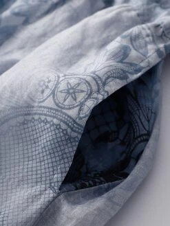 Women's Casual Dress Linen Dress Midi Dress Linen Fashion Romantic Outdoor Daily Holiday Crew Neck Pocket Print 3/4 Length Sleeve Fall Winter Autumn 2023 Loose Fit Blue Orange Painting Flower M L XL -HAYz Clothing Shop pfxowc1694418649892