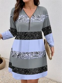 Women's Plus Size Curve Casual Dress Winter Dress Stripe Mini Dress Long Sleeve Print V Neck Fashion Outdoor Pink Blue Fall Winter L XL 2XL 3XL 4XL 7 Women's Plus Size Curve Casual Dress Winter Dress Stripe Mini Dress Long Sleeve Print V Neck Fashion Outdoor Pink Blue Fall Winter L XL 2XL 3XL 4XL -HAYz Clothing Shop pgtudt1697799859819