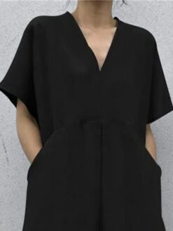 Women's Casual Dress Cotton Dress Swing Dress Maxi Long Dress Cotton Basic Classic Outdoor Daily Vacation V Neck Pocket Short Sleeve Summer Spring 2023 Regular Fit Black Khaki Plain S M L XL 10 Women's Casual Dress Cotton Dress Swing Dress Maxi Long Dress Cotton Basic Classic Outdoor Daily Vacation V Neck Pocket Short Sleeve Summer Spring 2023 Regular Fit Black Khaki Plain S M L XL -HAYz Clothing Shop phudls1690539645400