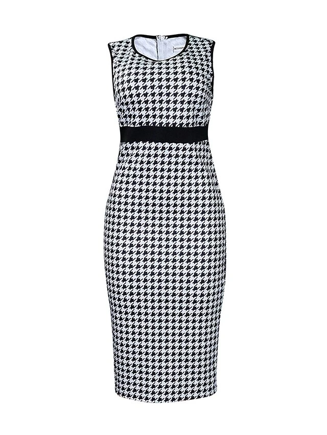 Women's Two Piece Dress Set Casual Dress Sheath Dress Daily Going Out Streetwear Modern Print Midi Dress Crew Neck Long Sleeve Houndstooth Regular Fit Black Fall Winter S M L XL XXL 10 Women's Two Piece Dress Set Casual Dress Sheath Dress Daily Going Out Streetwear Modern Print Midi Dress Crew Neck Long Sleeve Houndstooth Regular Fit Black Fall Winter S M L XL XXL - Image 10