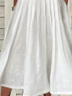 Women's Casual Dress Cotton Linen Dress Swing Dress Midi Dress Cotton Blend Fashion Basic Outdoor Daily Vacation V Neck Patchwork Pocket Half Sleeve Summer Spring Fall 2023 Regular Fit White Pure -HAYz Clothing Shop pjylzn1679380644600