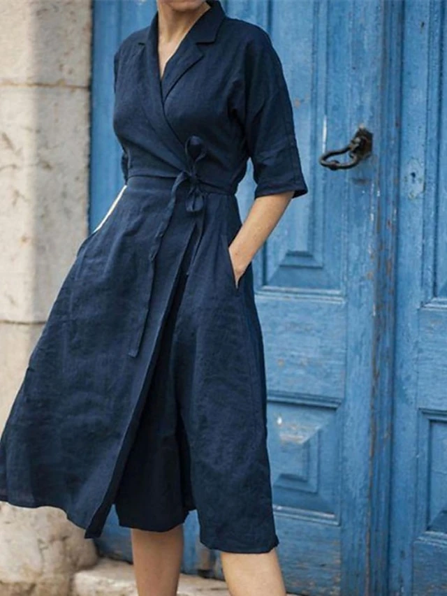 Women's Casual Dress Cotton Linen Dress Swing Dress Maxi Long Dress Cotton Blend Stylish Elegant Daily Holiday Vacation Shirt Collar Lace Up Pocket Half Sleeve Summer Spring 2022 Regular Fit Yellow 1 Women's Casual Dress Cotton Linen Dress Swing Dress Maxi Long Dress Cotton Blend Stylish Elegant Daily Holiday Vacation Shirt Collar Lace Up Pocket Half Sleeve Summer Spring 2022 Regular Fit Yellow