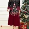 Women's Plus Size Curve Christmas Dress Casual Dress Dress Set Christmas Tree Midi Dress Long Sleeve Print Crew Neck Fashion Outdoor Fuchsia Fall Winter L XL XXL 3XL 4XL