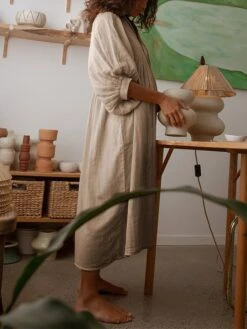 Women's Shirt Dress Casual Dress Midi Dress Outdoor Daily Date Cotton Basic Classic V Neck Ruched Long Sleeve Fall Winter 2023 Loose Fit Black Green Apricot Pure Color S M L XL -HAYz Clothing Shop poafdy1695096321134