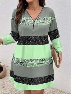 Women's Plus Size Curve Casual Dress Winter Dress Stripe Mini Dress Long Sleeve Print V Neck Fashion Outdoor Pink Blue Fall Winter L XL 2XL 3XL 4XL 9 Women's Plus Size Curve Casual Dress Winter Dress Stripe Mini Dress Long Sleeve Print V Neck Fashion Outdoor Pink Blue Fall Winter L XL 2XL 3XL 4XL -HAYz Clothing Shop pozcat1697799860909