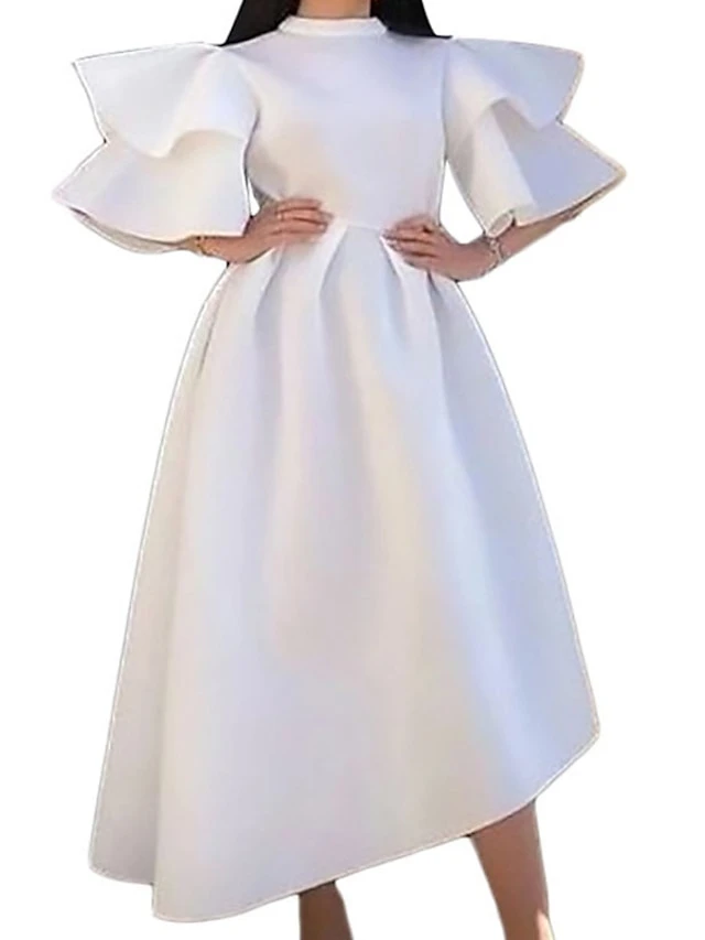 Women‘s Plus Size Curve Party Dress Solid Color Crew Neck Half Sleeve Spring Fall Elegant Modern Maxi Long Dress Formal Party Dress 5 Women‘s Plus Size Curve Party Dress Solid Color Crew Neck Half Sleeve Spring Fall Elegant Modern Maxi Long Dress Formal Party Dress - Image 5