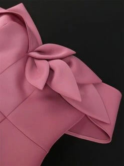 Women's Plus Size Curve Party Dress Bodycon Sheath Dress Plain Midi Dress Short Sleeve Backless Split One Shoulder Fashion Party Pink Spring Fall XL XXL 3XL 4XL -HAYz Clothing Shop prbwyc1694165777498