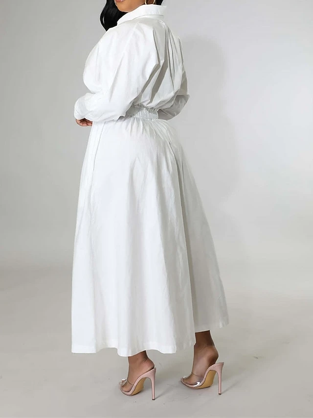 Women's Shirt Dress Casual Dress Swing Dress Maxi Long Dress Outdoor Daily Vacation Cotton And Linen Fashion Casual Shirt Collar Button Rolled Cuff Long Sleeve Spring Fall Winter 2023 Slim Black 8 Women's Shirt Dress Casual Dress Swing Dress Maxi Long Dress Outdoor Daily Vacation Cotton And Linen Fashion Casual Shirt Collar Button Rolled Cuff Long Sleeve Spring Fall Winter 2023 Slim Black - Image 8