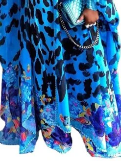 Women‘s Plus Size Curve Holiday Dress Print V Neck Print Long Sleeve Spring Fall Boho Stylish Maxi Long Dress Holiday Vacation Dress Loose Fit -HAYz Clothing Shop psxwri1649317448370