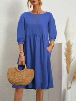 Women's Casual Dress Cotton Dress Midi Dress Cotton Basic Classic Outdoor Daily Vacation Crew Neck Ruched 3/4 Length Sleeve Fall Winter Autumn 2023 Loose Fit ArmyGreen Black White Plain S M L XL 2XL 18 Women's Casual Dress Cotton Dress Midi Dress Cotton Basic Classic Outdoor Daily Vacation Crew Neck Ruched 3/4 Length Sleeve Fall Winter Autumn 2023 Loose Fit ArmyGreen Black White Plain S M L XL 2XL -HAYz Clothing Shop ptkhll1693739258748