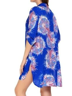 Women's Shirt Dress Beach Dress Beach Wear Mini Dress Button Plus High Low Casual Leopard Turndown 3/4 Length Sleeve Loose Fit Outdoor Daily Azure Black 2023 Spring Summer S M L XL -HAYz Clothing Shop puvwli1676892556126