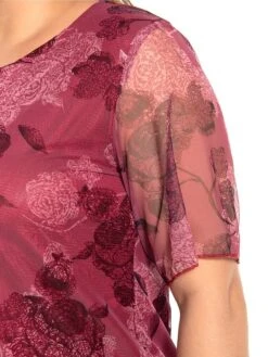 Women's Plus Size Party Dress Cocktail Dress Wedding Guest Dress Midi Dress Wine Blue Short Sleeve Floral Mesh Summer Spring Fall Crew Neck Fashion Wedding Guest Vacation Summer Dress 2023 L XL XXL -HAYz Clothing Shop pwhtec1694771297702