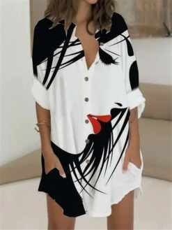 Women's T Shirt Dress Casual Dress Shift Dress Mini Dress Outdoor Daily Vacation Polyester Fashion Casual Stand Collar Button Pocket Long Sleeve Summer Spring Fall 2023 Regular Fit Black White Red 6 Women's T Shirt Dress Casual Dress Shift Dress Mini Dress Outdoor Daily Vacation Polyester Fashion Casual Stand Collar Button Pocket Long Sleeve Summer Spring Fall 2023 Regular Fit Black White Red -HAYz Clothing Shop pwtnun1679383023283