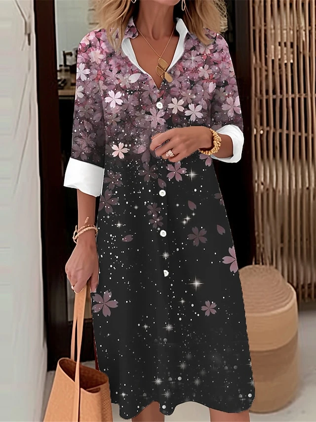 Women's Shirt Dress Casual Dress Midi Dress Outdoor Daily Date Polyester Fashion Modern Shirt Collar Button Pocket Long Sleeve Fall Winter 2023 Loose Fit Pink Blue Purple Heart Ombre S M L XL 2XL 5 Women's Shirt Dress Casual Dress Midi Dress Outdoor Daily Date Polyester Fashion Modern Shirt Collar Button Pocket Long Sleeve Fall Winter 2023 Loose Fit Pink Blue Purple Heart Ombre S M L XL 2XL - Image 5