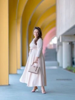 Women‘s Plus Size Curve Casual Dress Swing Dress Solid Color Long Dress Maxi Dress 3/4 Length Sleeve Lace Up Pocket Crew Neck Fashion Daily Yellow Red Spring Summer L XL XXL 3XL -HAYz Clothing Shop pyaoop1687232556400