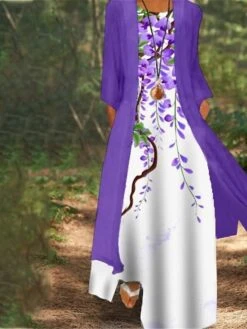 Women's Dress Set Two Piece Dress Church Dress Long Dress Maxi Dress White Red Blue Long Sleeve Floral Print Summer Spring Crew Neck Modern Winter Dress Fall Dress Loose Fit 2023 M L XL XXL 3XL 4XL -HAYz Clothing Shop pymave1634096386941