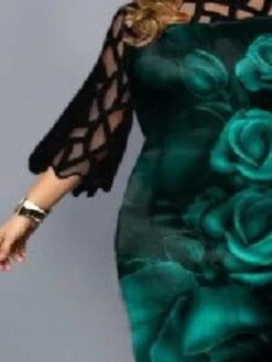 Women‘s Plus Size Curve Flattering Dresses Elegant Apple Shaped Dress Wedding Guest Party Dress Print Crew Neck Sleeve Spring Fall Work Casual Prom Dress Midi Dress Daily Work Dress -HAYz Clothing Shop qbihpn1649312178006