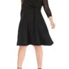 Women‘s Plus Size Curve Work Dress Black Dress Semi Formal Dress Fashion Midi Dress Mesh V Neck 3/4 Length Sleeve Plain Loose Fit Black Spring Fall XL XXL 3XL 4XL 5XL