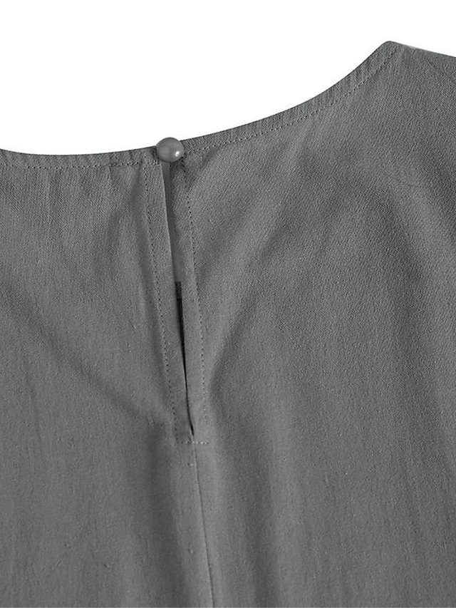 Women's Casual Dress Cotton Linen Dress A Line Dress Midi Dress Cotton And Linen Basic Classic Outdoor Daily Vacation Crew Neck Lace Up Sleeveless Summer Spring 2023 Regular Fit Navy Blue Orange 4 Women's Casual Dress Cotton Linen Dress A Line Dress Midi Dress Cotton And Linen Basic Classic Outdoor Daily Vacation Crew Neck Lace Up Sleeveless Summer Spring 2023 Regular Fit Navy Blue Orange - Image 4