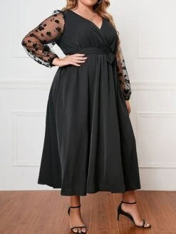 Women's Plus Size Curve Party Dress Wedding Guest Dress Black Dress Long Dress Maxi Dress Black Long Sleeve Flower Patchwork Spring Fall Winter V Neck Fashion Winter Dress Evening Party Wedding Guest 5 Women's Plus Size Curve Party Dress Wedding Guest Dress Black Dress Long Dress Maxi Dress Black Long Sleeve Flower Patchwork Spring Fall Winter V Neck Fashion Winter Dress Evening Party Wedding Guest -HAYz Clothing Shop qcggvp1693206942522
