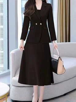 Women's Two Piece Dress Set Work Dress Skirt Set Formal Office Streetwear Elegant Button Pocket Midi Dress Shirt Collar Long Sleeve Plain Regular Fit Black Purple Beige Fall Winter M L XL XXL 3XL 17 Women's Two Piece Dress Set Work Dress Skirt Set Formal Office Streetwear Elegant Button Pocket Midi Dress Shirt Collar Long Sleeve Plain Regular Fit Black Purple Beige Fall Winter M L XL XXL 3XL -HAYz Clothing Shop qcynxo1694498846782