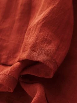 Women's Casual Dress Linen Dress Swing Dress Midi Dress Linen Classic Style Classic Outdoor Daily Holiday Crew Neck Ruched Embroidered Short Sleeve Fall Winter Autumn 2023 Loose Fit White Red Plain M -HAYz Clothing Shop qdehcy1694418666857