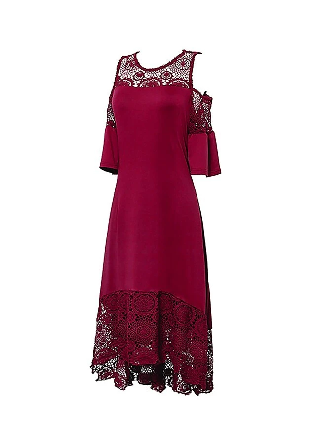 Women‘s Plus Size Curve Party Dress Solid Color Crew Neck Lace Half Sleeve Spring Fall Elegant Formal Maxi Long Dress Party Vacation Dress 10 Women‘s Plus Size Curve Party Dress Solid Color Crew Neck Lace Half Sleeve Spring Fall Elegant Formal Maxi Long Dress Party Vacation Dress - Image 10