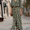 Women's Shirt Dress Maxi Long Dress Winter Dress Daily Date Polyester Fashion Elegant Shirt Collar Print Long Sleeve Summer Spring Fall 2022 Regular Fit Black Army Green Red Polka Dot Round Dots S M