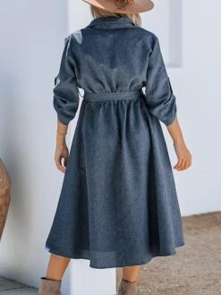 Women's Shirt Dress Casual Dress Midi Dress Outdoor Daily Date Polyester Basic Classic Shirt Collar Lace Up Button Long Sleeve Spring Fall Winter 2023 Loose Fit Navy Blue Pure Color S M L XL 9 Women's Shirt Dress Casual Dress Midi Dress Outdoor Daily Date Polyester Basic Classic Shirt Collar Lace Up Button Long Sleeve Spring Fall Winter 2023 Loose Fit Navy Blue Pure Color S M L XL -HAYz Clothing Shop qgcuoc1692180017402