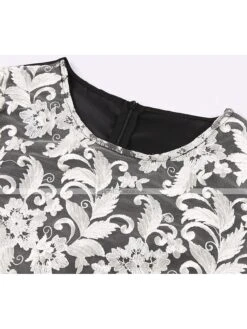 Women's Plus Size Curve Party Dress Print Crew Neck Mesh Half Sleeve Fall Spring Work Vintage Prom Dress Knee Length Dress Party Daily Dress / Lace -HAYz Clothing Shop qgefer1622101218361