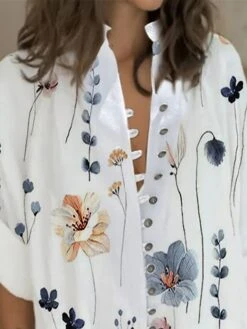 Women's Shirt Dress Casual Dress Cotton Linen Dress Mini Dress Satin Fashion Modern Outdoor Daily Vacation Stand Collar Button Pocket Half Sleeve Summer Spring Fall 2023 Loose Fit White Pink Blue -HAYz Clothing Shop qicscj1684322645075