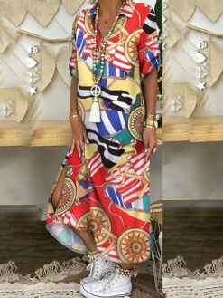 Women's Shirt Dress Swing Dress Maxi Long Dress Outdoor Daily Vacation Cotton Linen Stylish Modern Shirt Collar Split Print Short Sleeve Summer Spring 2023 Loose Fit Black Red Blue Geometric Letter 10 Women's Shirt Dress Swing Dress Maxi Long Dress Outdoor Daily Vacation Cotton Linen Stylish Modern Shirt Collar Split Print Short Sleeve Summer Spring 2023 Loose Fit Black Red Blue Geometric Letter -HAYz Clothing Shop qifgrs1642499785527