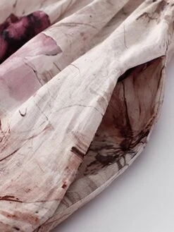 Women's Casual Dress Cotton Linen Dress Midi Dress Cotton Fashion Casual Outdoor Daily Vacation Crew Neck Pocket Print 3/4 Length Sleeve Spring Fall Autumn 2023 Loose Fit Pink Floral M L XL 2XL -HAYz Clothing Shop qjmcsg1693967811186