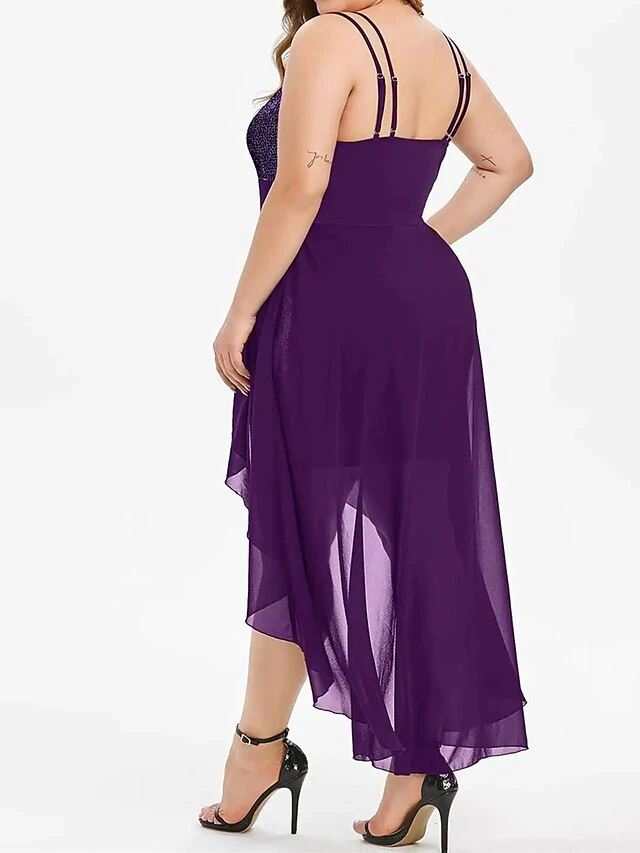 Women's Plus Size Prom Dress Party Dress Sequin Dress Long Dress Maxi Dress Black Wine Purple Sleeveless Pure Color Sequins Spring Fall Winter Spaghetti Strap Fashion Wedding Guest Birthday Evening 9 Women's Plus Size Prom Dress Party Dress Sequin Dress Long Dress Maxi Dress Black Wine Purple Sleeveless Pure Color Sequins Spring Fall Winter Spaghetti Strap Fashion Wedding Guest Birthday Evening - Image 9