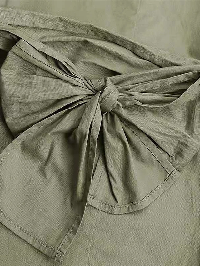 Women's Casual Dress Cotton Linen Dress Midi Dress Cotton Basic Classic Outdoor Daily Vacation Crew Neck Lace Up Pocket 3/4 Length Sleeve Spring Fall Autumn 2023 Loose Fit Black Red Navy Blue Plain S 6 Women's Casual Dress Cotton Linen Dress Midi Dress Cotton Basic Classic Outdoor Daily Vacation Crew Neck Lace Up Pocket 3/4 Length Sleeve Spring Fall Autumn 2023 Loose Fit Black Red Navy Blue Plain S - Image 6