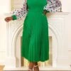 Women's Plus Size Curve Party Dress Work Dress A Line Dress Polka Dot Midi Dress Long Sleeve Mesh Cut Out Crew Neck Fashion Party Green Fall Winter XL XXL 3XL 4XL