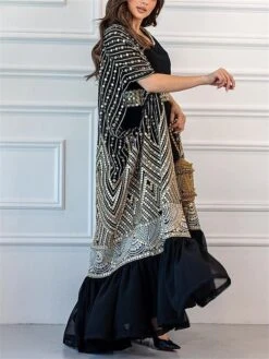 Women's Two Piece Dress Set Party Dress Sheath Dress Party Cocktail Party Fashion Party Lace Up Ruched Long Dress Maxi Dress Crew Neck Short Sleeve Print Loose Fit Black White Green Fall Winter S M L -HAYz Clothing Shop qmbqpg1696691502926