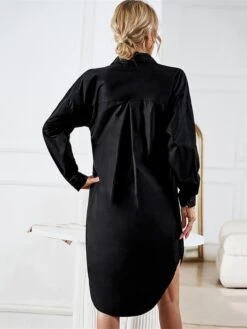 Women's Casual Dress Work Dress Shift Dress Mini Dress Outdoor Office Business Cotton Classic Modern Shirt Collar Button Pocket Long Sleeve Summer Spring Fall 2023 Loose Fit Black White Blue Pure -HAYz Clothing Shop qmpjqq1688542171203