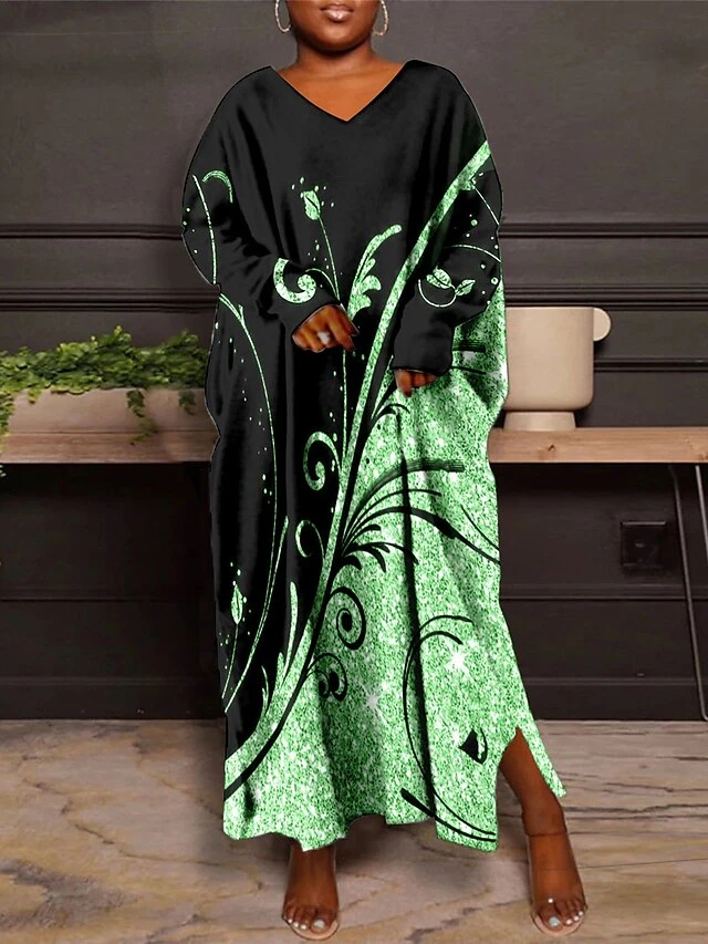 Women's Plus Size Curve Casual Dress Winter Dress Floral Long Dress Maxi Dress Long Sleeve Print V Neck Fashion Outdoor White Pink Fall Winter L XL XXL 3XL 4XL 3 Women's Plus Size Curve Casual Dress Winter Dress Floral Long Dress Maxi Dress Long Sleeve Print V Neck Fashion Outdoor White Pink Fall Winter L XL XXL 3XL 4XL - Image 3