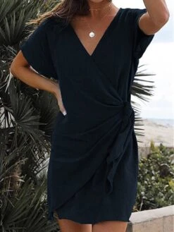 Women's Casual Dress Cotton Linen Dress Shift Dress Mini Dress Polyester Basic Classic Outdoor Daily Vacation V Neck V Neck Layered Short Sleeve Summer Spring 2023 Regular Fit Black Navy Blue Blue 14 Women's Casual Dress Cotton Linen Dress Shift Dress Mini Dress Polyester Basic Classic Outdoor Daily Vacation V Neck V Neck Layered Short Sleeve Summer Spring 2023 Regular Fit Black Navy Blue Blue -HAYz Clothing Shop qqelkc1689651648811