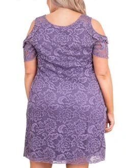 Women's Plus Size Curve Casual Dress Lace Dress A Line Dress Plain Mini Dress Short Sleeve Lace Patchwork V Neck Fashion Outdoor ArmyGreen Blue Fall Winter XL XXL 3XL 4XL -HAYz Clothing Shop qttwal1695025630297