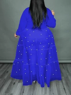 Women‘s Plus Size Curve Flattering Dresses Elegant Apple Shaped Dress Wedding Guest Casual Dress Swing Dress Polka Dot Long Dress Maxi Dress Long Sleeve Mesh Stand Collar Basic Daily Spring Summer -HAYz Clothing Shop qugwri1672824082603