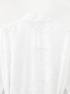 Women's Shirt Dress Casual Dress Midi Dress Outdoor Daily Vacation Cotton Fashion Modern Shirt Collar Lace Up Button Long Sleeve Fall Winter 2023 Regular Fit White Pure Color XS S M L -HAYz Clothing Shop qwlviu1695644912675