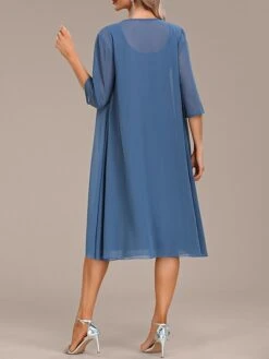 Women's Two Piece Dress Set Party Dress Chiffon Dress Party Wedding Guest Fashion Elegant Ruffle Midi Dress Crew Neck 3/4 Length Sleeve Plain Loose Fit Blue Fall Winter S M L XL XXL 13 Women's Two Piece Dress Set Party Dress Chiffon Dress Party Wedding Guest Fashion Elegant Ruffle Midi Dress Crew Neck 3/4 Length Sleeve Plain Loose Fit Blue Fall Winter S M L XL XXL -HAYz Clothing Shop qwonld1696604914895