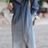 Women's Shirt Dress Casual Dress Maxi Long Dress Outdoor Daily Vacation Denim Fashion Modern Shirt Collar Button Pocket Long Sleeve Spring Fall Winter 2023 Loose Fit Blue Ombre M