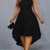 Women‘s Plus Size Curve Party Dress Lace Dress Cocktail Dress Solid Color Long Dress Maxi Dress Sleeveless Lace Plus High Low Crew Neck Modern Party Black Wine Spring Summer L XL XXL 3XL 4XL